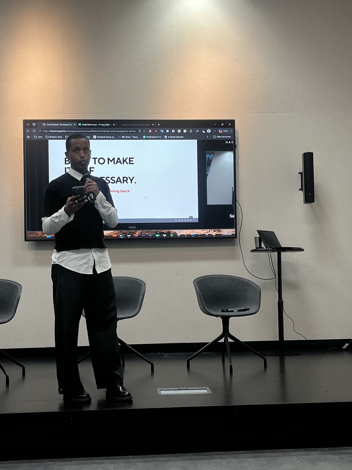 Founder pitching a startup